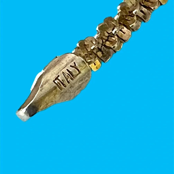 Sterling Silver Necklace made in Italy.  Very light gold tone signed and sparkle - Picture 5 of 7